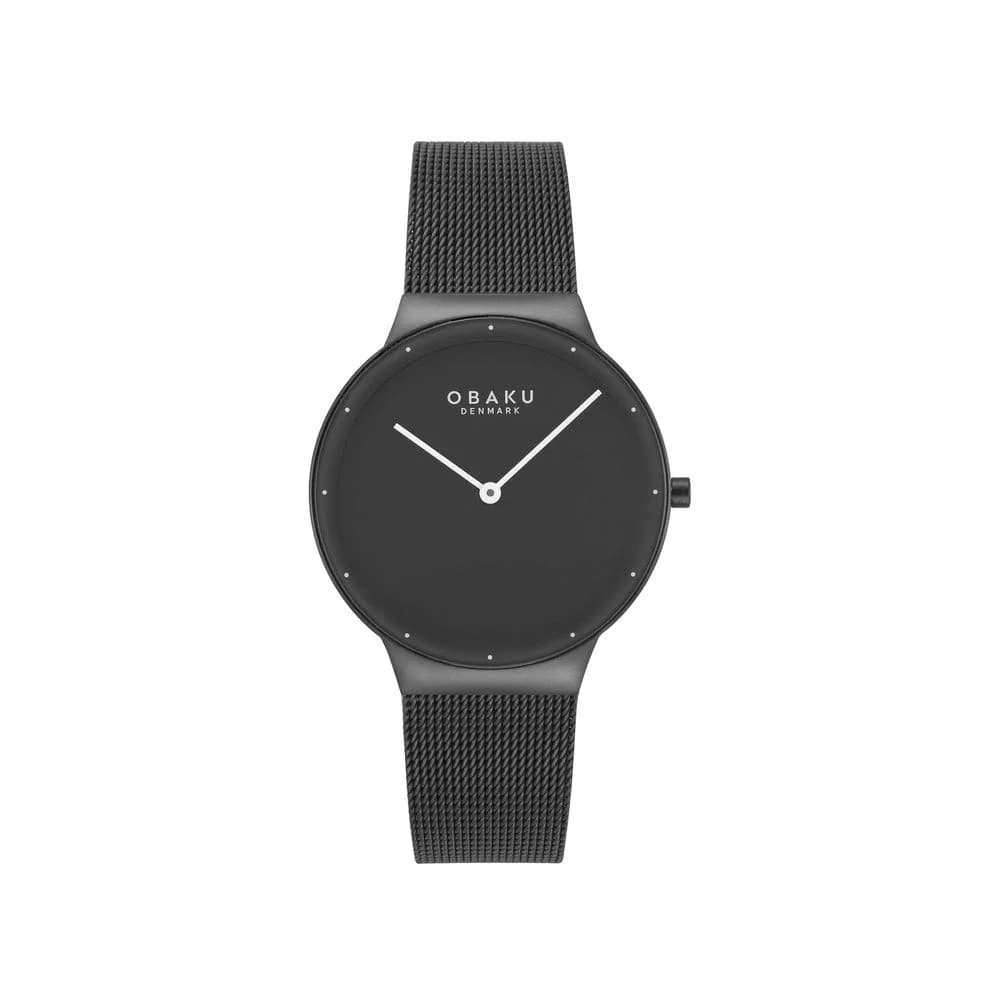 שעון יד לאישה עם לוח שחור ורצועת פלדת אל חלד V307LXBBMB